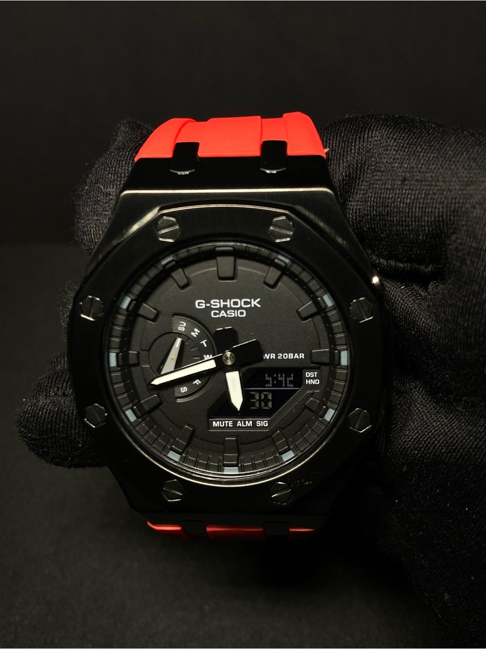 Custom G Shock Red and Black GMA 2100 Model